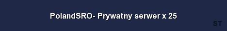 PolandSRO Prywatny serwer x 25 Server Banner