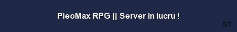 PleoMax RPG Server in lucru Server Banner