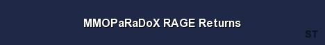 MMOPaRaDoX RAGE Returns Server Banner