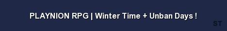 PLAYNION RPG Winter Time Unban Days Server Banner