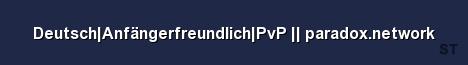 Deutsch Anfängerfreundlich PvP paradox network Server Banner