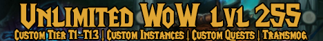Unlimited WoW LvL 255 3 3 5a WotLK Server Banner
